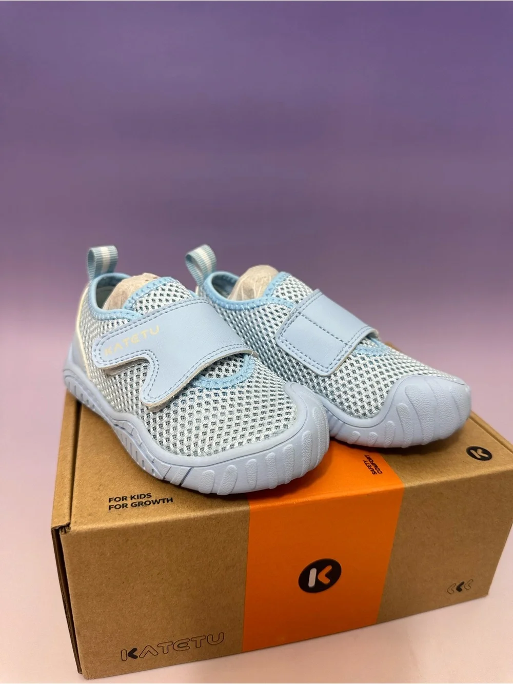 Caterpillar Light Blue Mesh Hook-and-Loop Kids Sneakers